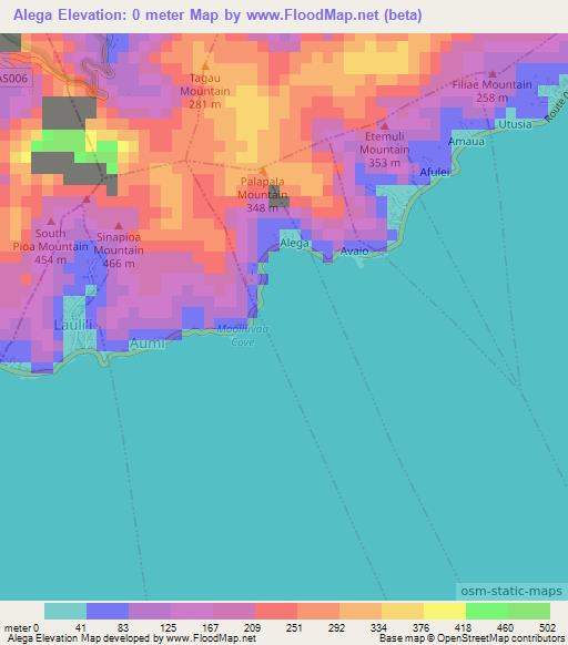 Alega,American Samoa Elevation Map