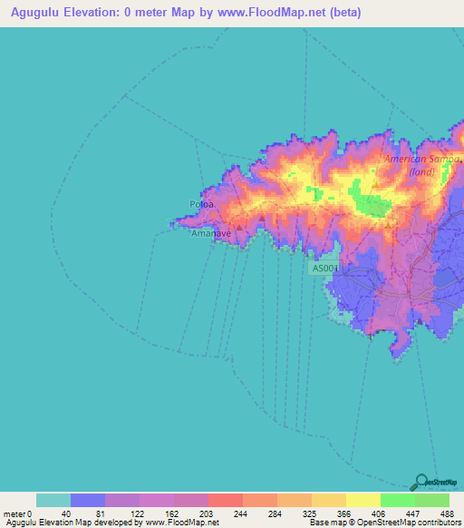 Agugulu,American Samoa Elevation Map
