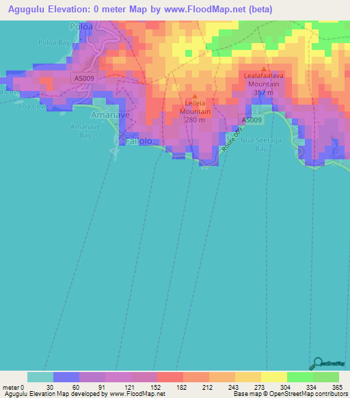 Agugulu,American Samoa Elevation Map