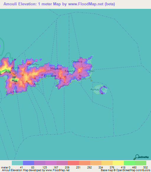 Amouli,American Samoa Elevation Map