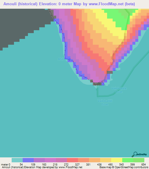 Amouli (historical),American Samoa Elevation Map