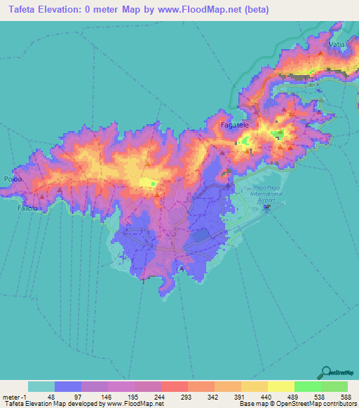 Tafeta,American Samoa Elevation Map