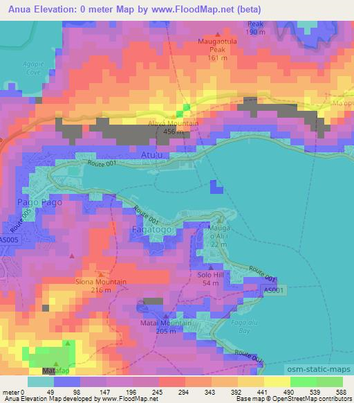 Anua,American Samoa Elevation Map