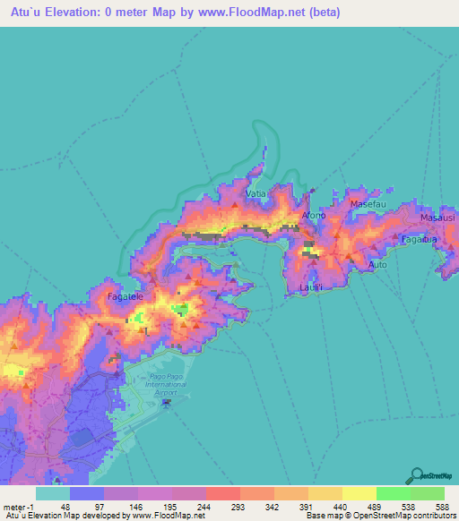 Atu`u,American Samoa Elevation Map