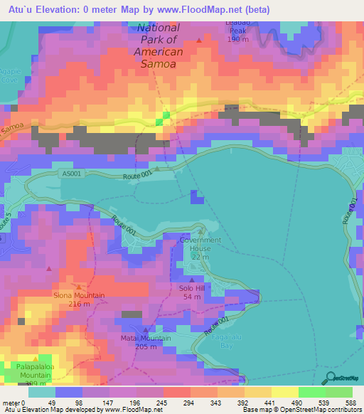 Atu`u,American Samoa Elevation Map
