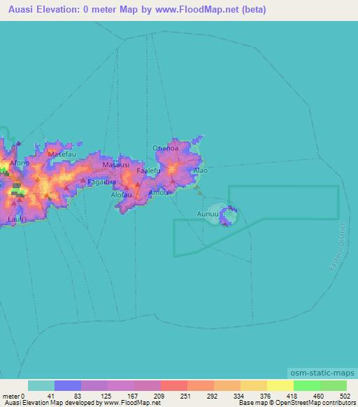 Auasi,American Samoa Elevation Map