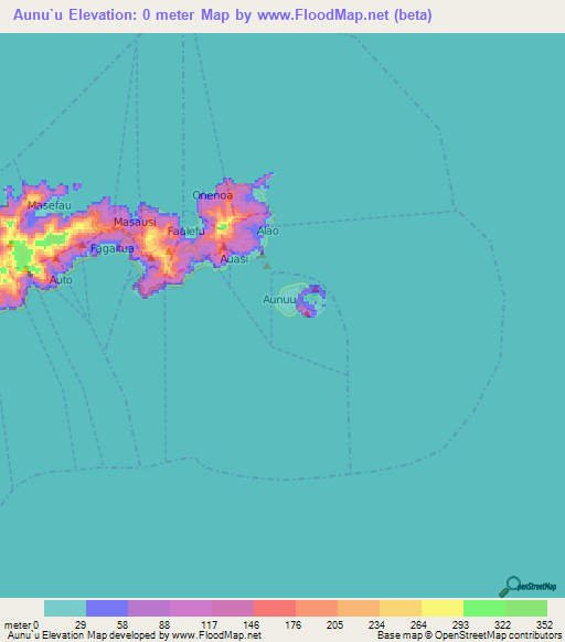 Aunu`u,American Samoa Elevation Map