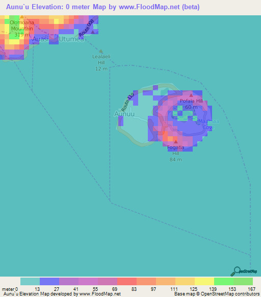 Aunu`u,American Samoa Elevation Map