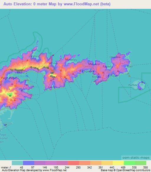 Auto,American Samoa Elevation Map