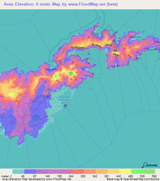 Avau,American Samoa Elevation Map