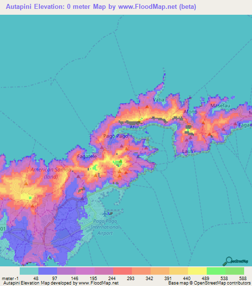 Autapini,American Samoa Elevation Map