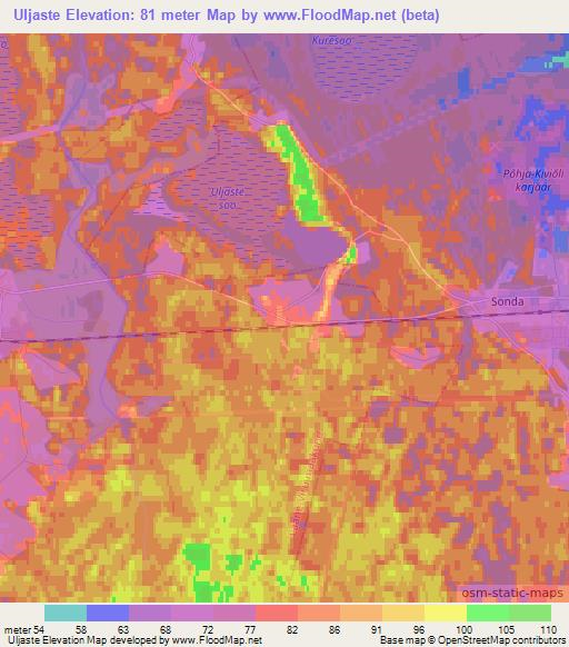 Uljaste,Estonia Elevation Map