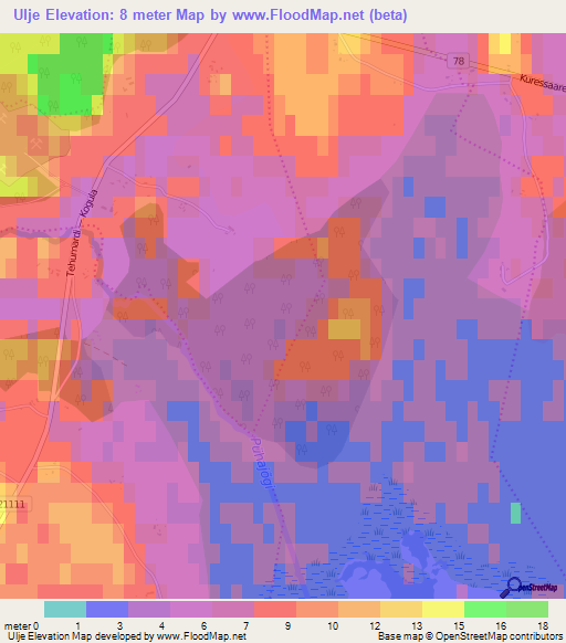 Ulje,Estonia Elevation Map