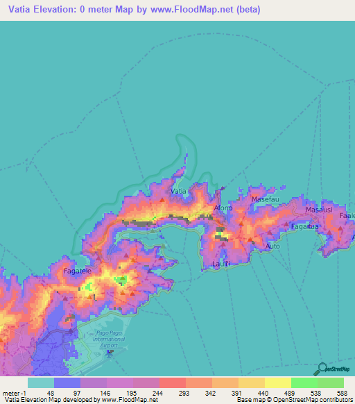 Vatia,American Samoa Elevation Map