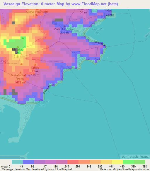 Vasaaiga,American Samoa Elevation Map