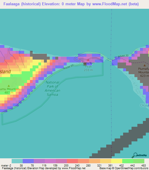Faalaaga (historical),American Samoa Elevation Map