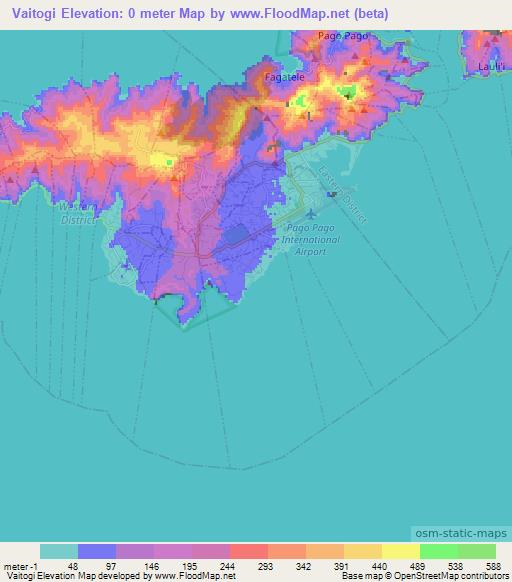 Vaitogi,American Samoa Elevation Map