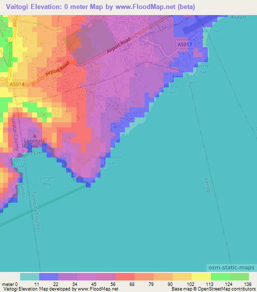 Vaitogi,American Samoa Elevation Map