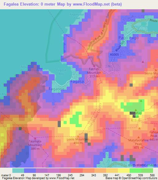 Fagalea,American Samoa Elevation Map
