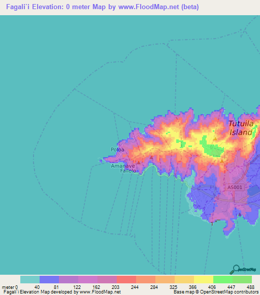 Fagali`i,American Samoa Elevation Map