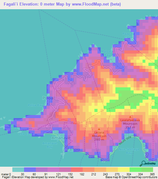 Fagali`i,American Samoa Elevation Map