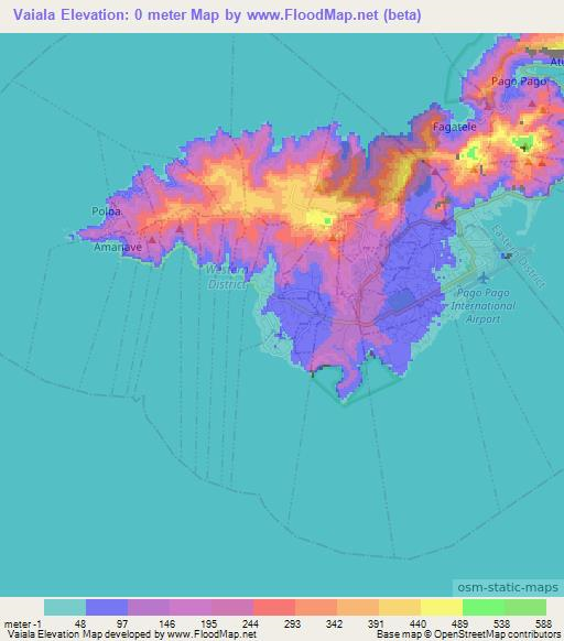 Vaiala,American Samoa Elevation Map