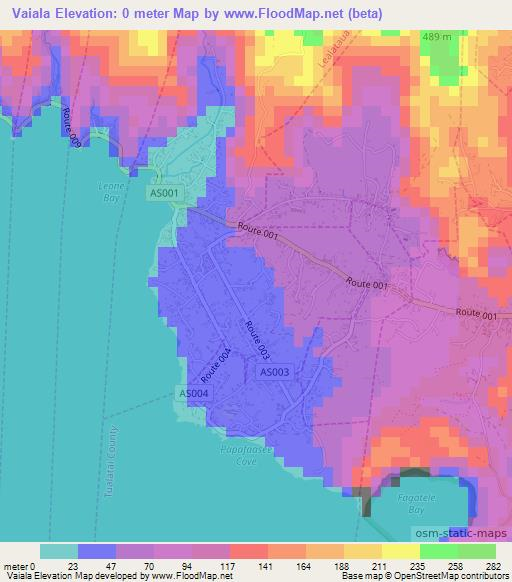 Vaiala,American Samoa Elevation Map