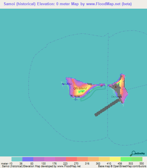Samoi (historical),American Samoa Elevation Map