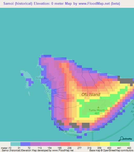 Samoi (historical),American Samoa Elevation Map