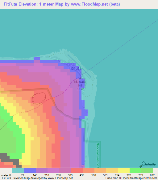 Fiti`uta,American Samoa Elevation Map