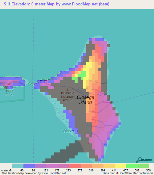 Sili,American Samoa Elevation Map