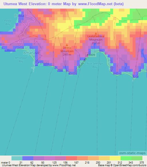 Utumea West,American Samoa Elevation Map