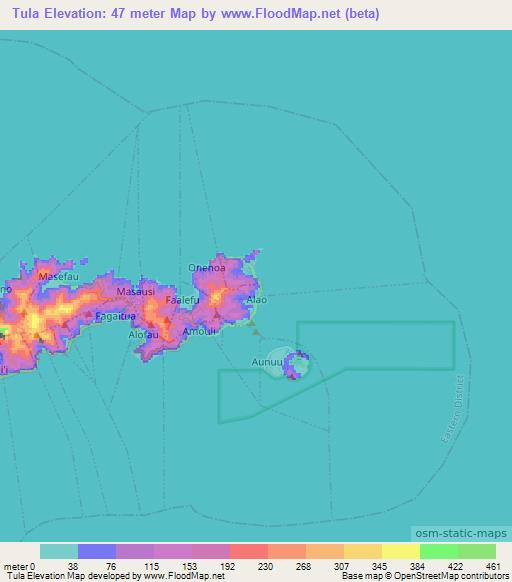 Tula,American Samoa Elevation Map