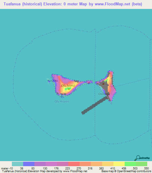 Tuafanua (historical),American Samoa Elevation Map