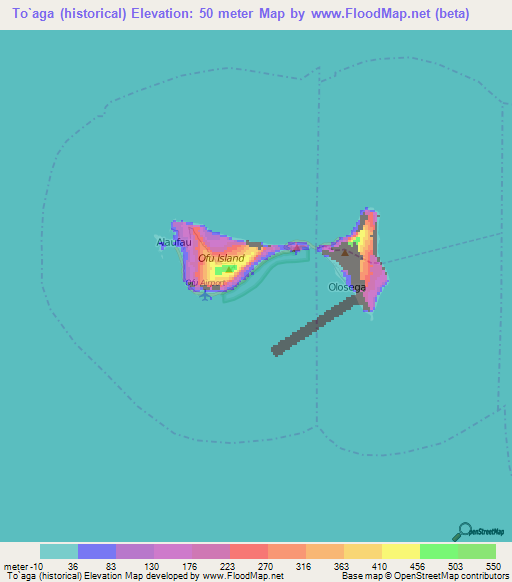 To`aga (historical),American Samoa Elevation Map