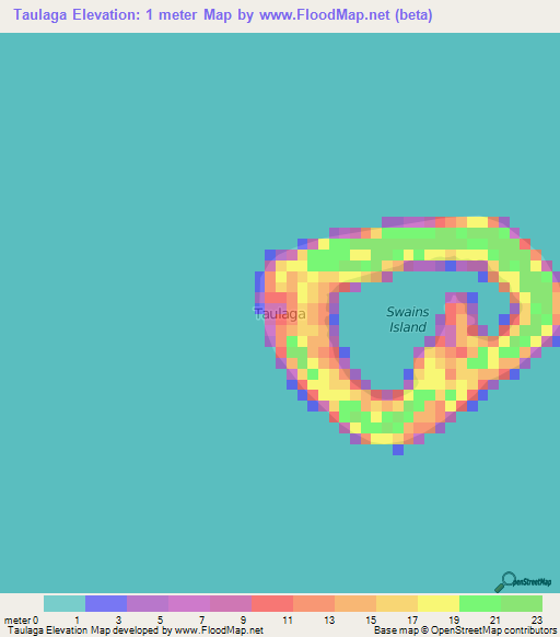 Taulaga,American Samoa Elevation Map