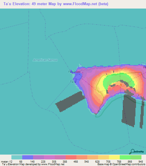 Ta`u,American Samoa Elevation Map