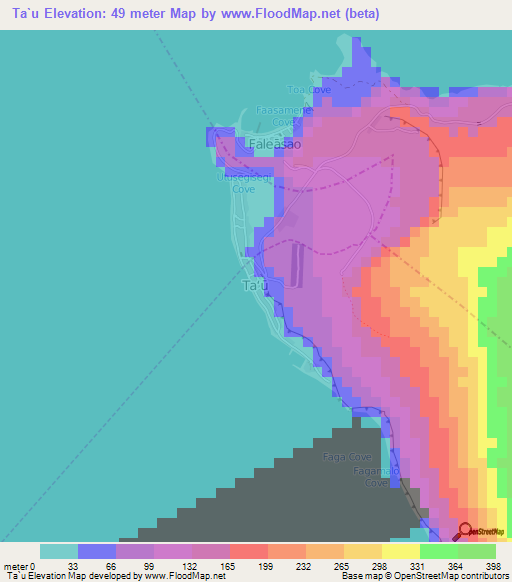 Ta`u,American Samoa Elevation Map