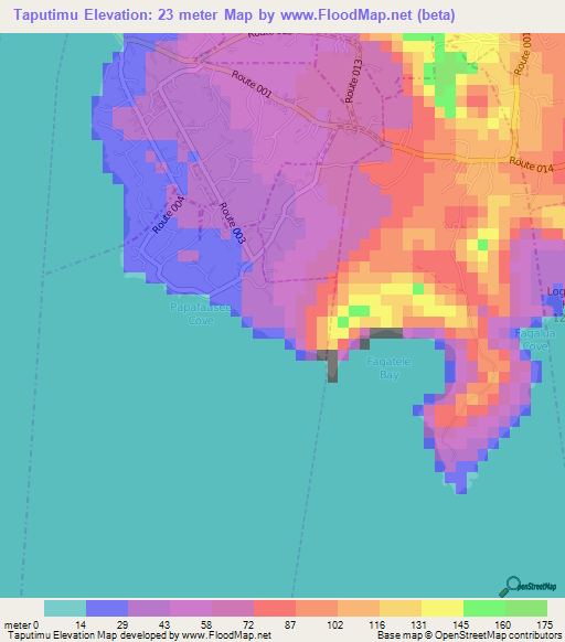 Taputimu,American Samoa Elevation Map