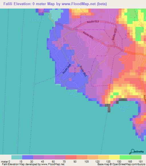 Falili,American Samoa Elevation Map