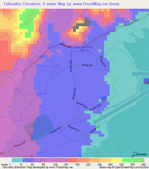 Tafunafou,American Samoa Elevation Map