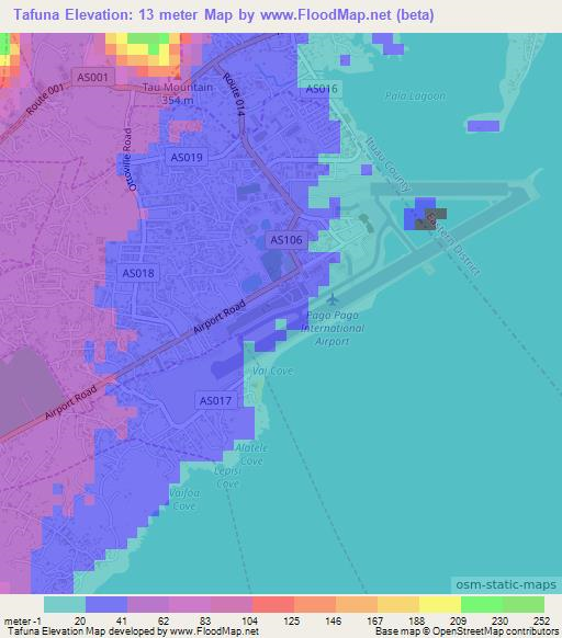 Tafuna,American Samoa Elevation Map