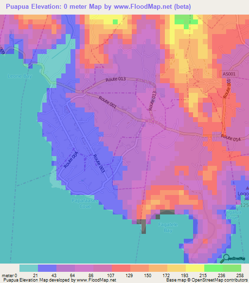 Puapua,American Samoa Elevation Map
