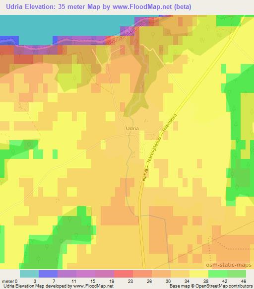 Udria,Estonia Elevation Map