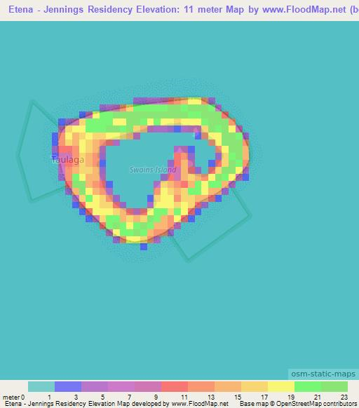 Etena - Jennings Residency,American Samoa Elevation Map