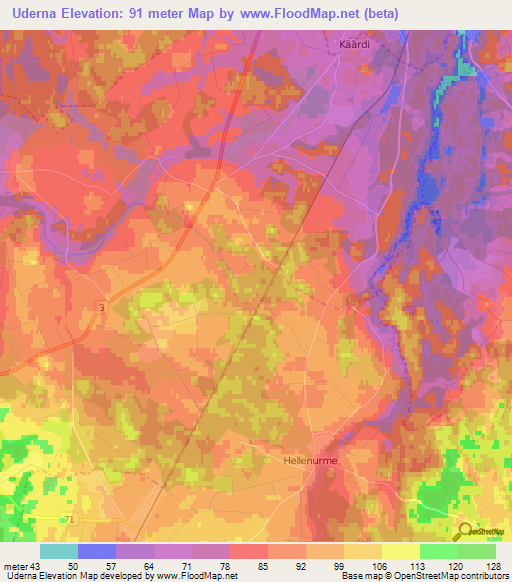 Uderna,Estonia Elevation Map