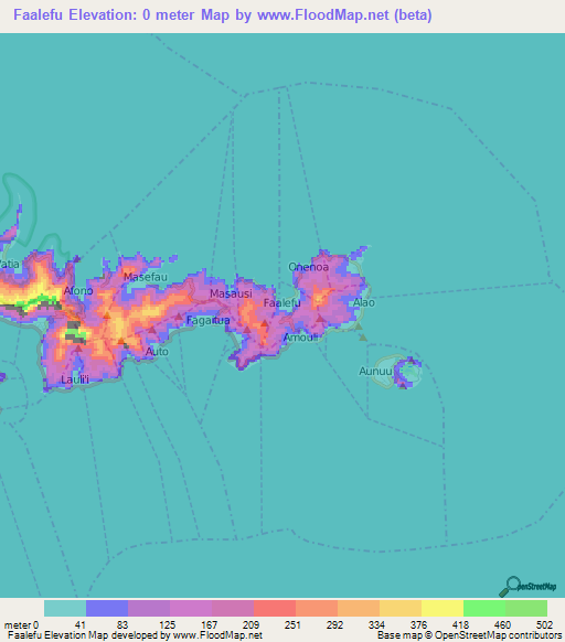 Faalefu,American Samoa Elevation Map