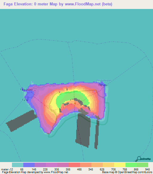 Faga,American Samoa Elevation Map