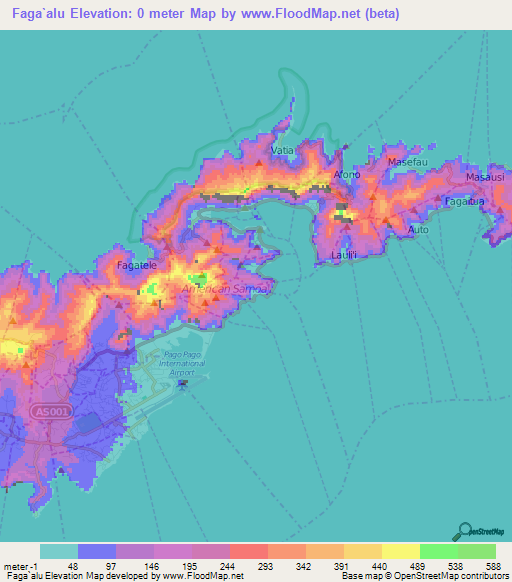 Faga`alu,American Samoa Elevation Map