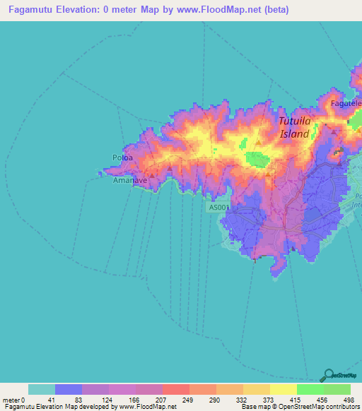 Fagamutu,American Samoa Elevation Map